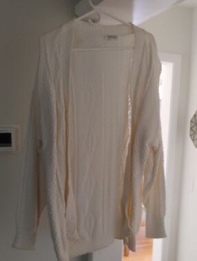 Cream Open-Front Knit Cardigan - Lightweight Cozy Layer L?
